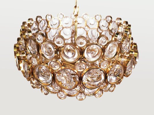 German Bubble Chandelier in Crystal & Gilt Brass by Gaetano Sciolari for Palwa, 1960s-DEK-990229