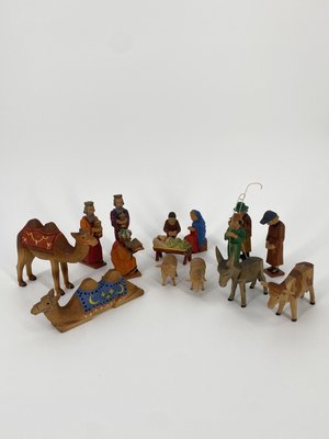 German Carved Nativity Figures, Set of 15-CZ-2028003