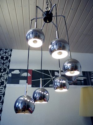 German Cascading Chrome Ceiling Lamp from Kaiser Idell / Kaiser Leuchten, 1970s-DEK-553541