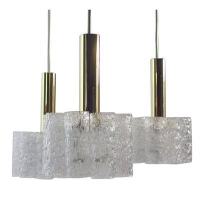 German Cascading Textured Glass and Brass Chandelier from Doria-OE-897867