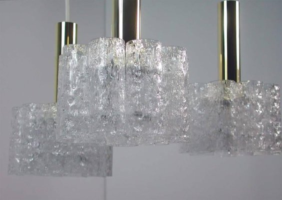 German Cascading Textured Glass and Brass Chandelier from Doria-OE-897867