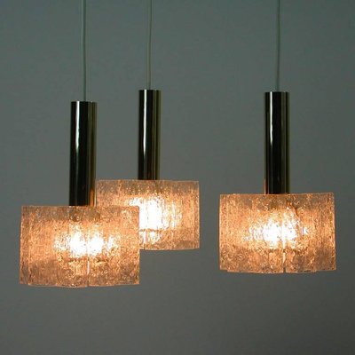 German Cascading Textured Glass and Brass Chandelier from Doria-OE-897867