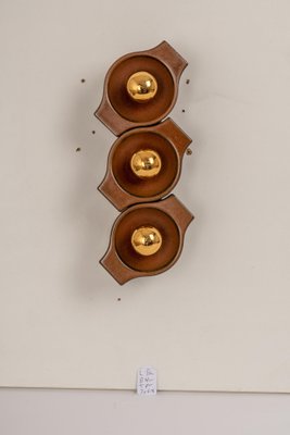 German Ceramic Brown Sputnik Wall Light, 1970s, Set of 3-UGR-1086231