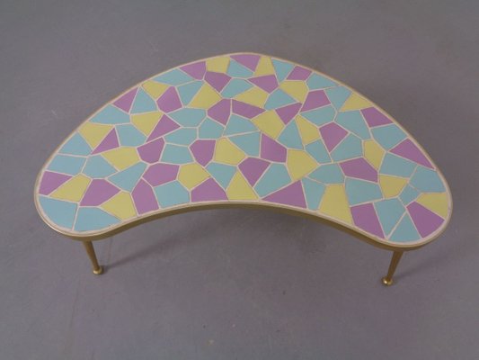 German Ceramic Metal & Mosaic Kidney Side Table, 1950s-RDW-801664