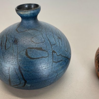 German Ceramic Studio Pottery Vase by Gerhard Liebenthron, 1980s, Set of 2-QZ-1077768