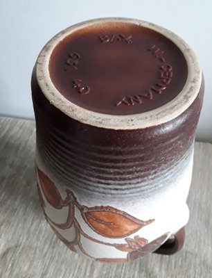 German Ceramic Vase in Brown Tones with Stylized Floral Motif from Bay Keramik, 1970s-HOI-1272960