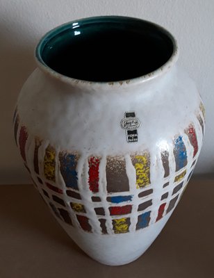 German Ceramic Vase with Colored Geometric Motifs from Jasba, 1960s-HOI-1453643