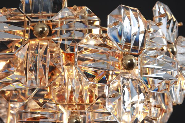 German Chandelier in Brass and Crystal Glass by Kinkeldey, 1970s-UGR-1736576