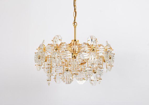 German Chandelier in Brass and Crystal Glass by Kinkeldey, 1970s-UGR-1736576