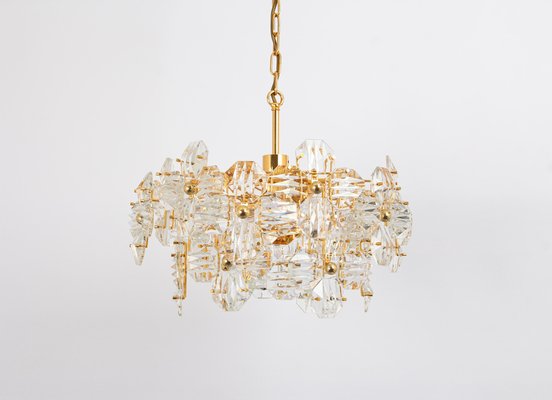 German Chandelier in Brass and Crystal Glass by Kinkeldey, 1970s-UGR-1736576