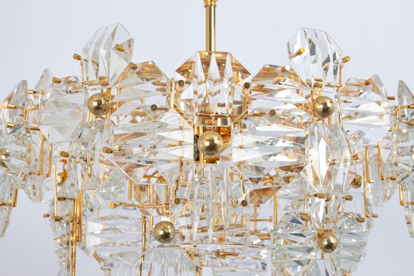 German Chandelier in Brass and Crystal Glass by Kinkeldey, 1970s-UGR-1736576