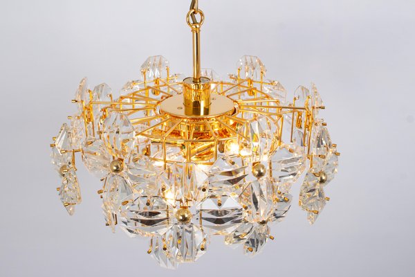 German Chandelier in Brass and Crystal Glass by Kinkeldey, 1970s-UGR-1736576