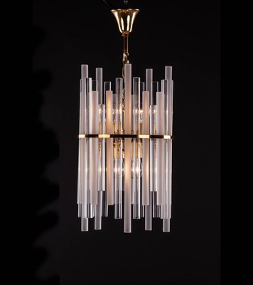 German Chandelier with Glass Rods & Brass from Palwa, 1960s-DEK-932685