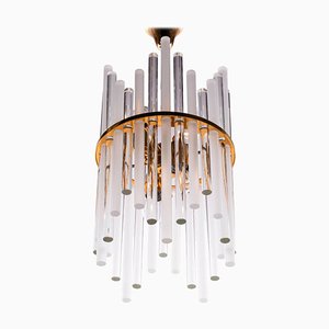 German Chandelier with Glass Rods & Brass from Palwa, 1960s-DEK-932685