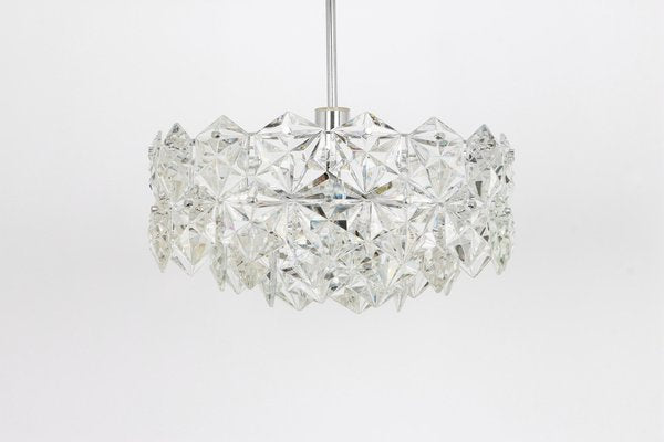 German Chrome and Crystal Glass Chandelier by Kinkeldey, 1970s-UGR-1085450