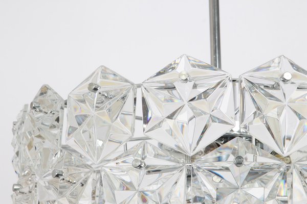 German Chrome and Crystal Glass Chandelier by Kinkeldey, 1970s-UGR-1085450