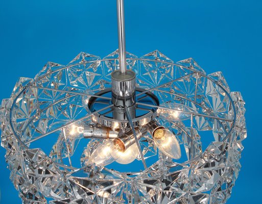 German Chrome and Crystal Glass Chandelier by Kinkeldey, 1970s-UGR-1085450