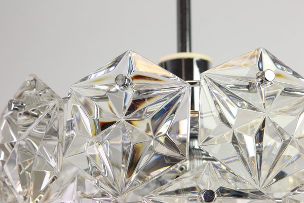 German Chrome and Crystal Glass Chandelier from Kinkeldey, 1970s-UGR-1112594