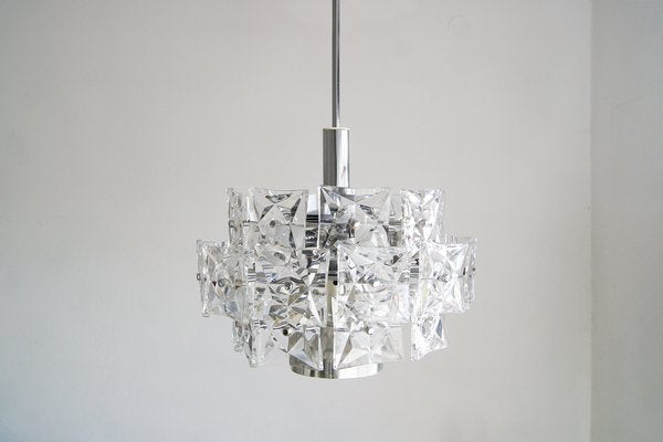 German Chromed Chandelier with Crystals from Kinkeldey, 1960s-UMB-1752683