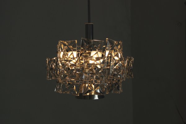 German Chromed Chandelier with Crystals from Kinkeldey, 1960s-UMB-1752683