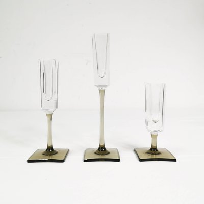 German Crystal Candlestick by G. Jensen for Rosenthal, 1970s, Set of 3-ZTG-1216127