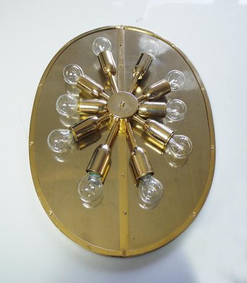 German Crystal & Gilt Brass Oval Backlit Mirror by Christoph Palme for Palwa, 1960-DEK-1114303