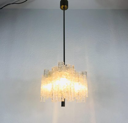 German Crystal Ice Glass Chandelier from Doria Leuchten, 1960s-PUK-617858