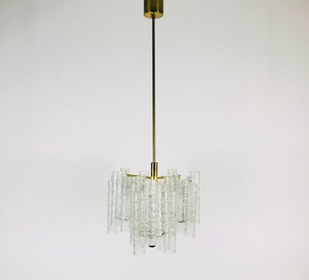 German Crystal Ice Glass Chandelier from Doria Leuchten, 1960s-PUK-617858