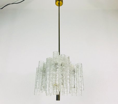 German Crystal Ice Glass Chandelier from Doria Leuchten, 1960s-PUK-617858