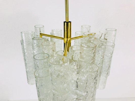 German Crystal Ice Glass Chandelier from Doria Leuchten, 1960s-PUK-617858