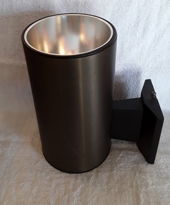 German Cylindrical Brown Anodized and Satin Aluminum Wall Lamp from Hoffmeister, 1980s-HOI-1078237