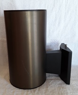 German Cylindrical Brown Anodized and Satin Aluminum Wall Lamp from Hoffmeister, 1980s-HOI-1078237