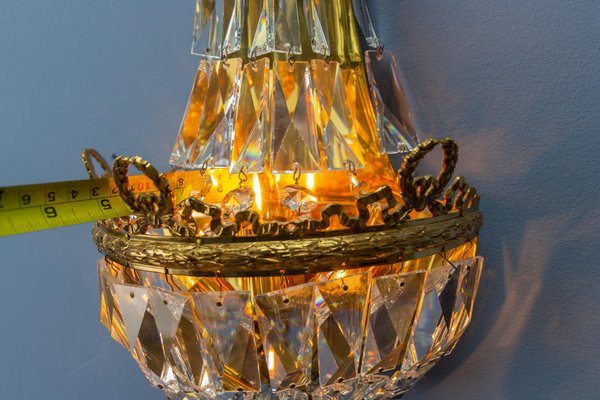 German Empire Style Crystal Glass and Brass Sconce by Palwa, 1960s-KEG-1731274