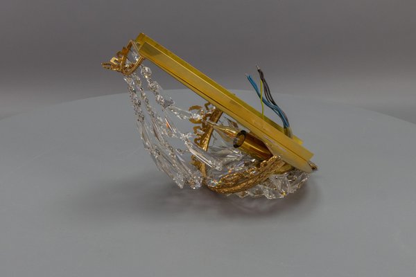 German Empire Style Crystal Glass and Brass Sconce by Palwa, 1960s-KEG-1731274