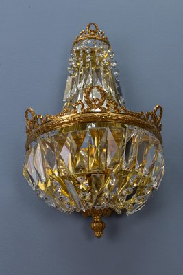 German Empire Style Crystal Glass and Brass Sconce by Palwa, 1960s-KEG-1731274