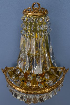 German Empire Style Crystal Glass and Brass Sconce by Palwa, 1960s-KEG-1731274