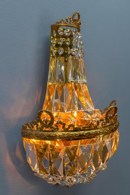 German Empire Style Crystal Glass and Brass Sconce by Palwa, 1960s-KEG-1731274