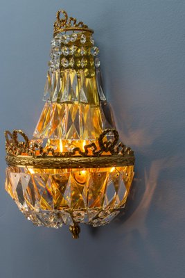 German Empire Style Crystal Glass and Brass Sconce by Palwa, 1960s-KEG-1731274