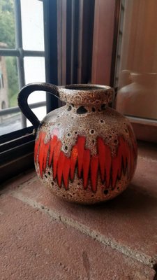 German Fat Lava Colored and Glazed Ceramic Pitcher with Handle from Scheurich, 1968-QRS-1721560