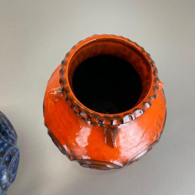 German Fat Lava Op Art Pottery Vase from Jasba Ceramics, Set of 2-QZ-1256068