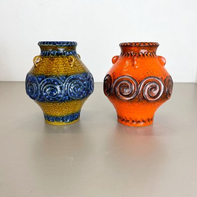 German Fat Lava Op Art Pottery Vase from Jasba Ceramics, Set of 2-QZ-1256068