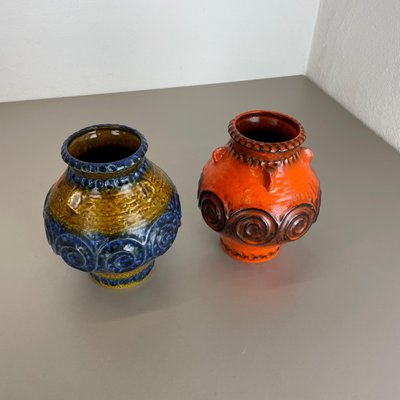 German Fat Lava Op Art Pottery Vase from Jasba Ceramics, Set of 2-QZ-1256068