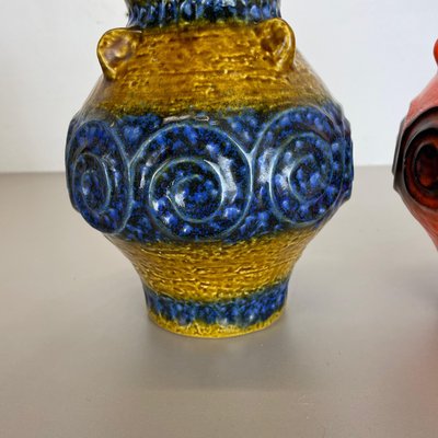 German Fat Lava Op Art Pottery Vase from Jasba Ceramics, Set of 2-QZ-1256068