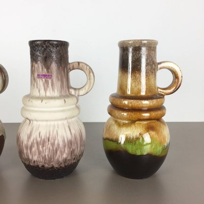 German Fat Lava Pottery Vases from Scheurich, 1970s, Set of 3-QZ-1143219