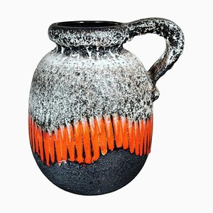 German Fat Lava Style Colored and Glazed Ceramic Pitcher with Handle-QRS-1286963