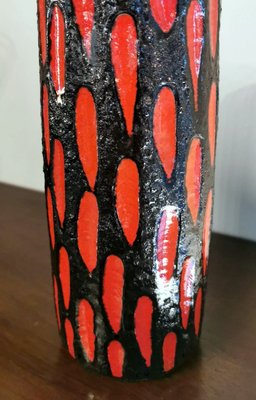 German Fat Lava Style Colored Glazed Ceramic Vase-QRS-1299836