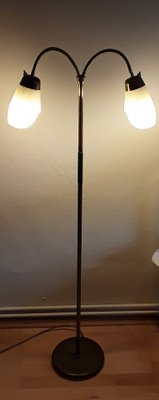 German Flexible 2-Flame Floor Lamp with Brass Frame, 1950s-HOI-1448815