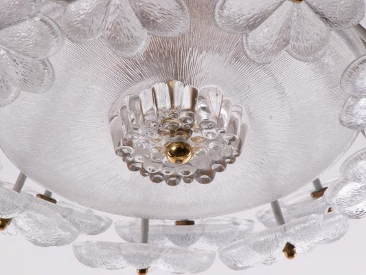 German Floral Chandelier in Glass & Brass by Ernst Palme, 1960s-DEK-932413