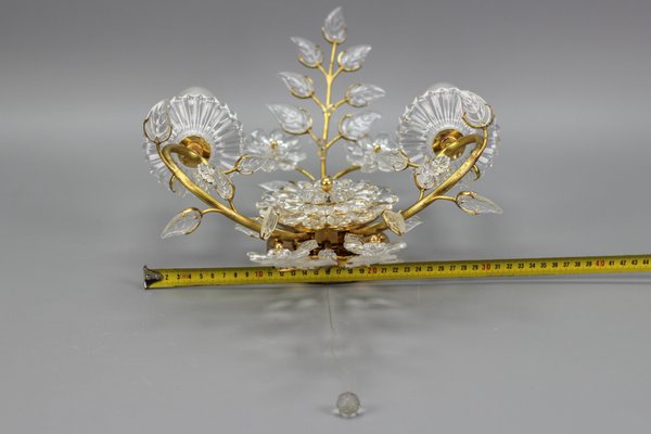 German Floral Wall Sconce in Crystal and Brass by Palwa for Palme & Walter, 1960s-KEG-1192988