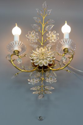 German Floral Wall Sconce in Crystal and Brass by Palwa for Palme & Walter, 1960s-KEG-1192988